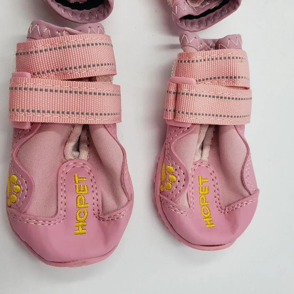 HCpet Pink Dog Boots Shoes Paw Protection All Weather Waterproof Booties Size 2
